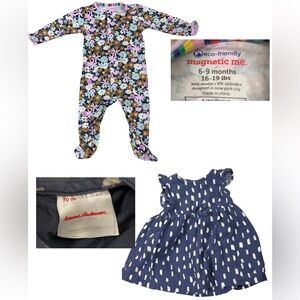 Magnetic Me Floral Baby Onesie and Hanna Andersson Dress 6-9mo and 6-12 mo